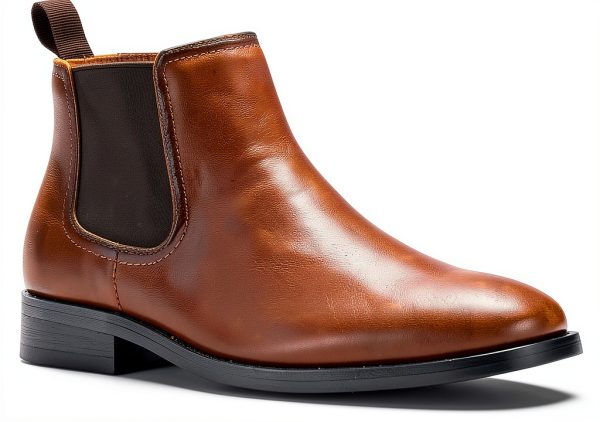 Stellan Vegan Leather Chelsea Boot Men Black Plain Toe Size 9-0