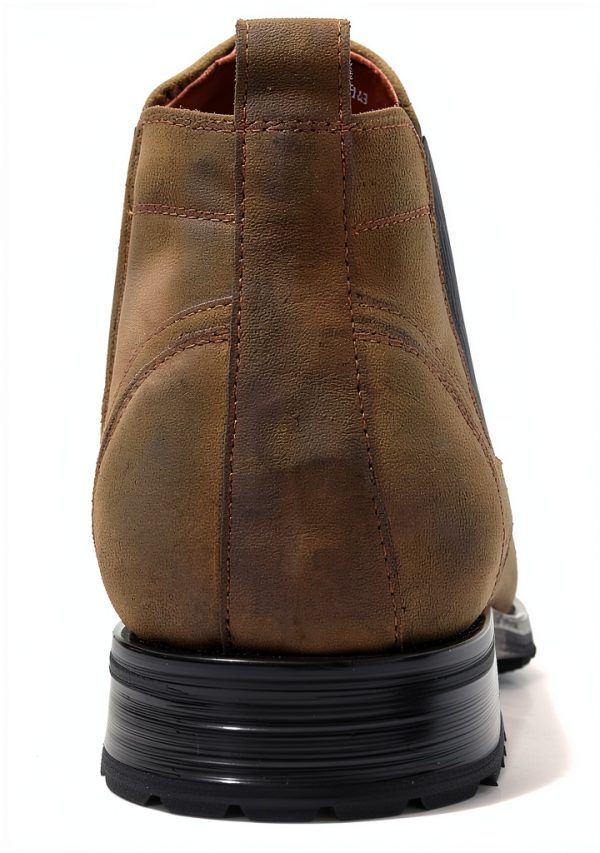 Sterling Men's Chelsea Boot Vegan Leather Cap Toe Burnished Finish-4