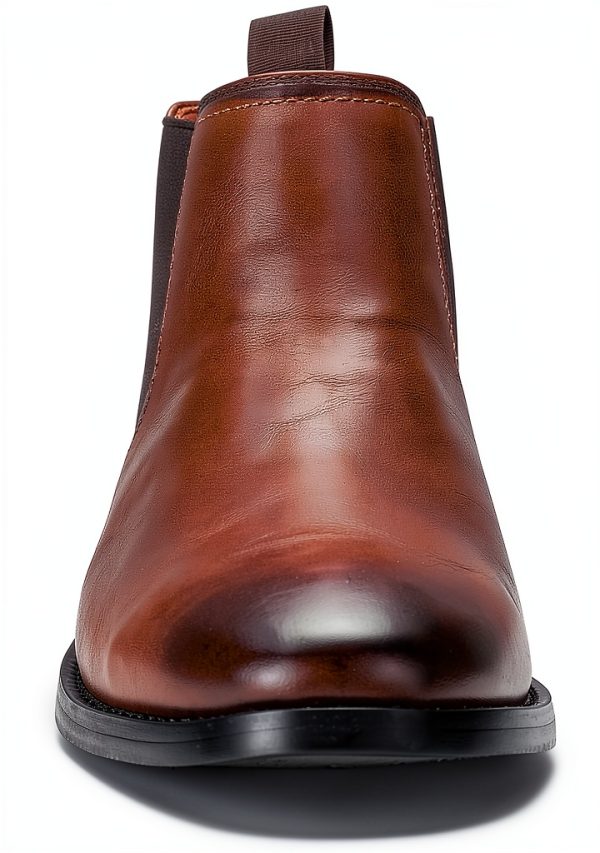 Stellan Vegan Leather Chelsea Boot Men Black Plain Toe Size 9-2