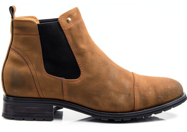 Sterling Men's Chelsea Boot Vegan Leather Cap Toe Burnished Finish-1