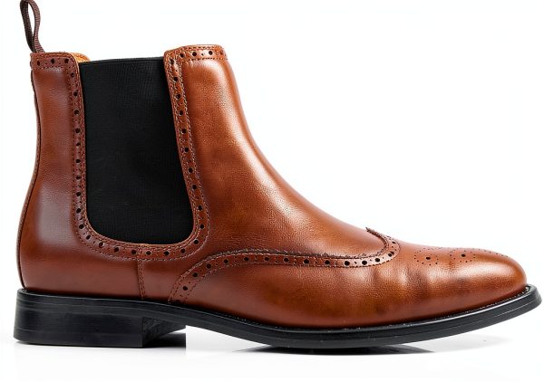 Alonzo Men’s Wingtip Chelsea Boot Leather Black 9 Size-1