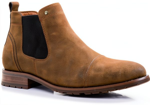 Sterling Men's Chelsea Boot Vegan Leather Cap Toe Burnished Finish-0