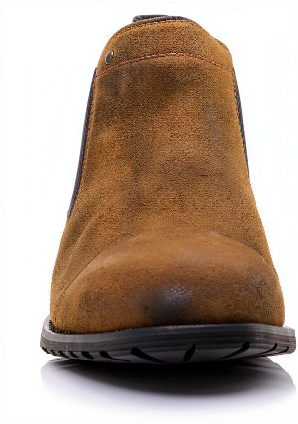 Sterling Men's Chelsea Boot Vegan Leather Cap Toe Burnished Finish-2
