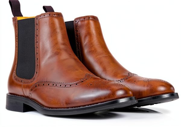 Alonzo Men’s Wingtip Chelsea Boot Leather Black 9 Size-6