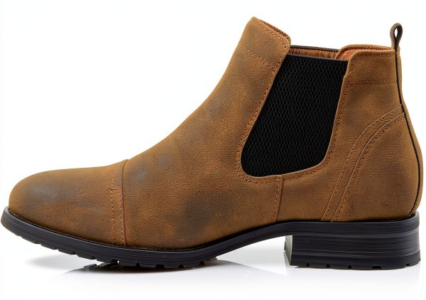 Sterling Men's Chelsea Boot Vegan Leather Cap Toe Burnished Finish-3