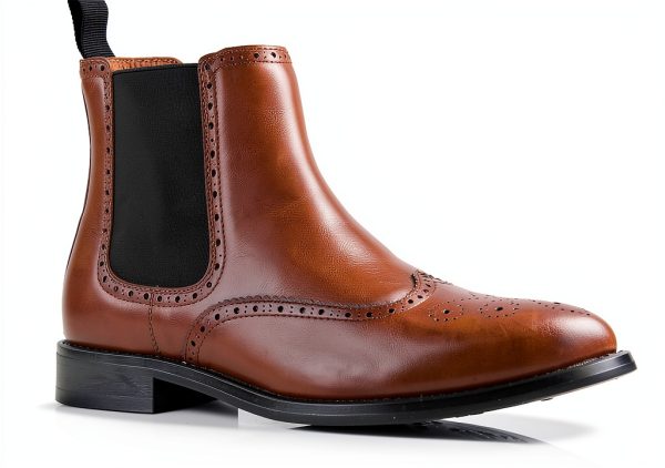 Alonzo Men’s Wingtip Chelsea Boot Leather Black 9 Size-0