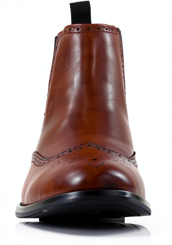 Alonzo Men’s Wingtip Chelsea Boot Leather Black 9 Size-2
