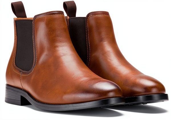 Stellan Vegan Leather Chelsea Boot Men Black Plain Toe Size 9-6