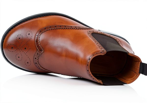 Alonzo Men’s Wingtip Chelsea Boot Leather Black 9 Size-4